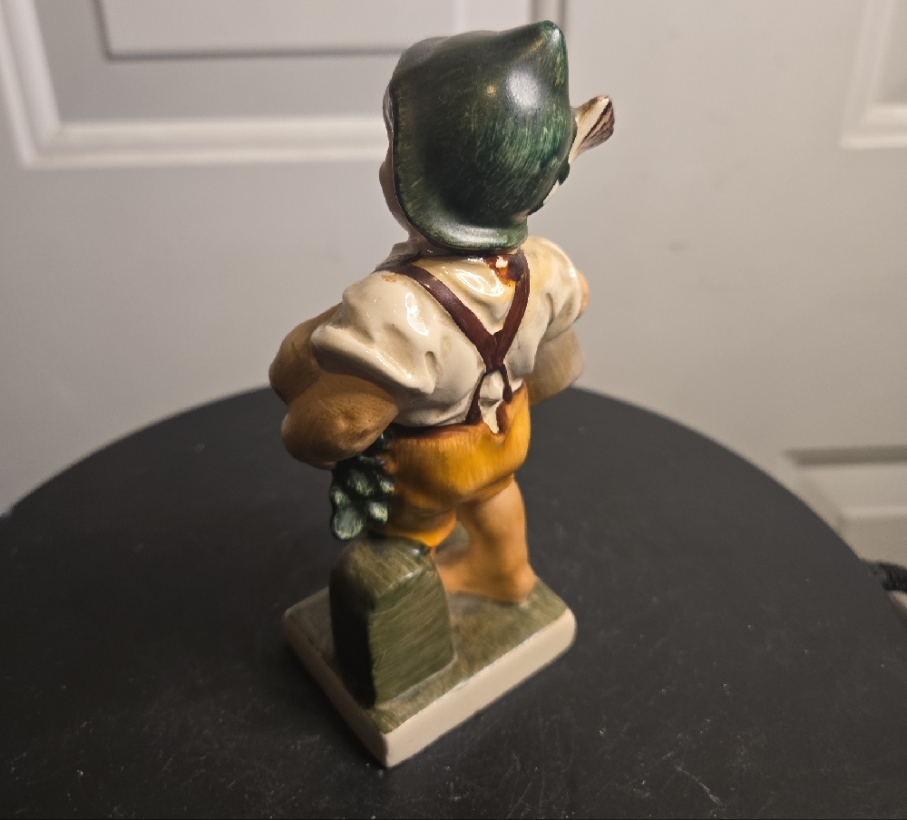 Vintage Friedel Germany Ceramic Boy Figurine with Green Hat And Blur Pitcher - Picture 5 of 10